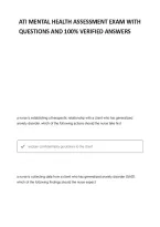 ATI Mental health Assessment vaTi  Complete Questions And Verified Answers&sol; Complete Solutions With Rationales &vert;Get It 100&percnt; Accurate&excl;&excl; Already graded A&plus;