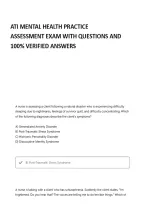 ATI Mental Health Practice Assessment Complete Questions And Verified Answers&sol; Complete Solutions With Rationales &vert;Get It 100&percnt; Accurate&excl;&excl; Already graded A&plus;
