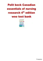 Canadian Essentials of Nursing Research 4th Edition by Polit&comma; Beck & Woo Test Bank Questions and Answers A&plus; Graded
