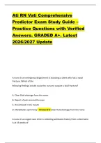 Ati RN Vati Comprehensive &NewLine;Predictor Exam Study Guide &ndash; &NewLine;Practice Questions with Verified &NewLine;Answers&period; GRADED A&plus;&period; Latest &NewLine;2026&sol;2027 Update 
