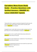 Carrabbas Menu Exam Study &NewLine;Guide &ndash; Practice Questions with &NewLine;Verified Answers&period; GRADED A&plus;&period; &NewLine;Latest 2026&sol;2027 Update 