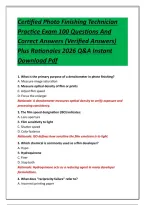 Certified Photo Finishing Technician Practice Exam 100 Questions And Correct Answers &lpar;Verified Answers&rpar; Plus Rationales 2026 Q&A Instant Download Pdf