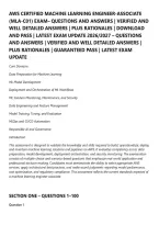 Aws Certified Machine Learning Engineer-Associate&NewLine;&lpar;Mla-C01&rpar; Exam&ndash; Questions And Answers &vert; Verified And&NewLine;Well Detailed Answers &vert; Plus Rationales &vert; Download&NewLine;And Pass &vert; Latest Exam Update 2026&sol;2027 &ndash; Questions&NewLine;And Answers &vert; Verified And Well Detailed Answ
