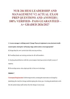 Nur 204 Hesi Leadership And&NewLine;Management V2 Actual Exam&NewLine;Prep Questions And Answers &vert;&NewLine;100&percnt; Verified&ndash; Pass Guaranteed &ndash;&NewLine;A&plus; Graded 2026&sol;2027