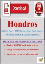 Hondros BIO 254 Exam 1 Review 2026 &vert; Biology Study Guide&comma; Practice Questions & Detailed Rationales
