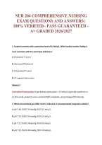 Nur 204 Comprehensive Nursing&NewLine;Exam Questions And Answers &vert;&NewLine;100&percnt; Verified&ndash; Pass Guaranteed &ndash;&NewLine;A&plus; Graded 2026&sol;2027