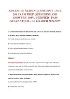 Advanced Nursing Concepts - Nur&NewLine;204 Exam Prep Questions And&NewLine;Answers &vert; 100&percnt; Verified&ndash; Pass&NewLine;Guaranteed &ndash; A&plus; Graded 2026&sol;2027