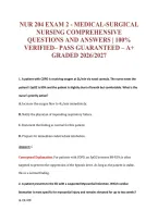 Nur 204 Exam 2 - Medical-Surgical&NewLine;Nursing Comprehensive&NewLine;Questions And Answers &vert; 100&percnt;&NewLine;Verified&ndash; Pass Guaranteed &ndash; A&plus;&NewLine;Graded 2026&sol;2027