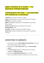 EARTH&colon; PORTRAIT OF A PLANET &mdash; 7TH EDITION BY STEPHEN MARSHAK&NewLine;COMPREHENSIVE TEST BANK &mdash; 1&comma;050 QUESTIONS WITH ANSWER KEY & RATIONALES&NewLine;Textbook&colon; Earth&colon; Portrait of a Planet&comma; 7th Edition&NewLine;Author&colon; Stephen Marshak&comma; University of Illinois at Urbana-Champaign&NewLine;