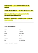 ECONOMICS&comma; 14TH EDITION BY MICHAEL PARKIN&NewLine;COMPLETE TEST BANK &ndash; ALL CHAPTERS INCLUDED&NewLine;1000&plus; Multiple-Choice Questions with Verified Answers & Detailed Rationales&NewLine;Continuous Numbering &ndash; Original Content &ndash; A&plus; Grade Study Resource&NewLine;&lowbar;&lowbar;&lowbar;&lowbar;&lowbar;&lowbar;&lowbar;&lowbar;&lowbar;&lowbar;&lowbar;&lowbar;&lowbar;&lowbar;&lowbar;&lowbar;&lowbar;&lowbar;&lowbar;&lowbar;&lowbar;&lowbar;&lowbar;&lowbar;