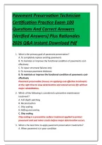 Pavement Preservation Technician Certification Practice Exam 100 Questions And Correct Answers &lpar;Verified Answers&rpar; Plus Rationales 2026 Q&A Instant Download Pdf
