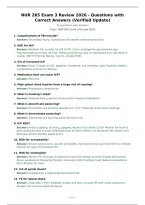 NUR 265 Exam 3 Review 2026 - Questions with&NewLine;Correct Answers &lpar;Verified Update&rpar;