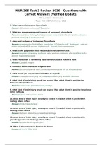 NUR 265 Test 3 Review 2026 - Questions with&NewLine;Correct Answers &lpar;Verified Update&rpar;