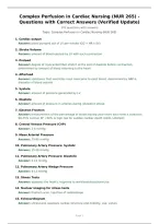 Complex Perfusion in Cardiac Nursing &lpar;NUR 265&rpar; &NewLine;Questions with Correct Answers &lpar;Verified Update&rpar;