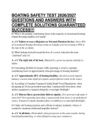 Boating Safety Test 2026&sol;2027 Questions And Answers With Complete Solutions Guaranteed Success&excl;&excl;&excl;