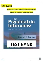 Test Bank For The Psychiatric Interview 5th Edition&lpar; Daniel J&period; Carlat &comma; 2025&rpar; All Chapters 1-34&vert; Newest Edition