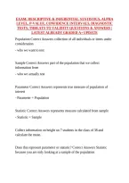Exam&colon; Descriptive & Inferential Statistics&comma; Alpha Level&comma; P-Value&comma; Confidence Intervals&comma; Diagnostic Tests&comma; Threats To Validity Questions & Answers &vert; Latest Already Graded A&plus; Update