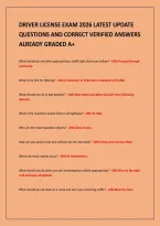 Driver License Exam 2026 Latest Update&NewLine;Questions And Correct Verified Answers&NewLine;Already Graded A&plus;