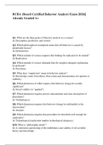BCBA &lpar;Board Certified Behavior Analyst&rpar; Exam 2026&vert;&vert; &NewLine;Already Graded A&plus; 