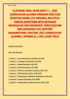Platinum Final Exam EMTP 3 Practice Question Bank 2027 &vert; 210 Original Paramedic MCQs & Detailed Rationales &vert; NREMT-P & ALS Exam Aligned &vert; Sections 1&ndash;9 &vert; Graded A&plus;