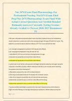 Nur 2474 Exam Final Pharmacology For &NewLine;Professional Nursing &sol;Nur2474 Exam Final &NewLine;Prep&sol;Nur 2474 Pharmacology Exam Final With &NewLine;Actual Correct Questions And Verified Detailed &NewLine;Rationale Answers&vert; Currently Testing Version &vert; &NewLine;Already Graded A&plus;&vert;Newest &vert;2026