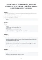 Lecture 2&colon; Otitis Media&sol;Externa&comma; And Strep&NewLine;Pharyngitis Latest Actual Exam With Verified&NewLine;Questions & Correct Answers