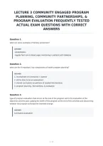 Lecture 3 Community Engaged Program&NewLine;Planning&comma; Community Partnerships&comma; &&NewLine;Program Evaluation Frequently Tested&NewLine;Actual Exam Questions With Correct&NewLine;Answers&NewLine;