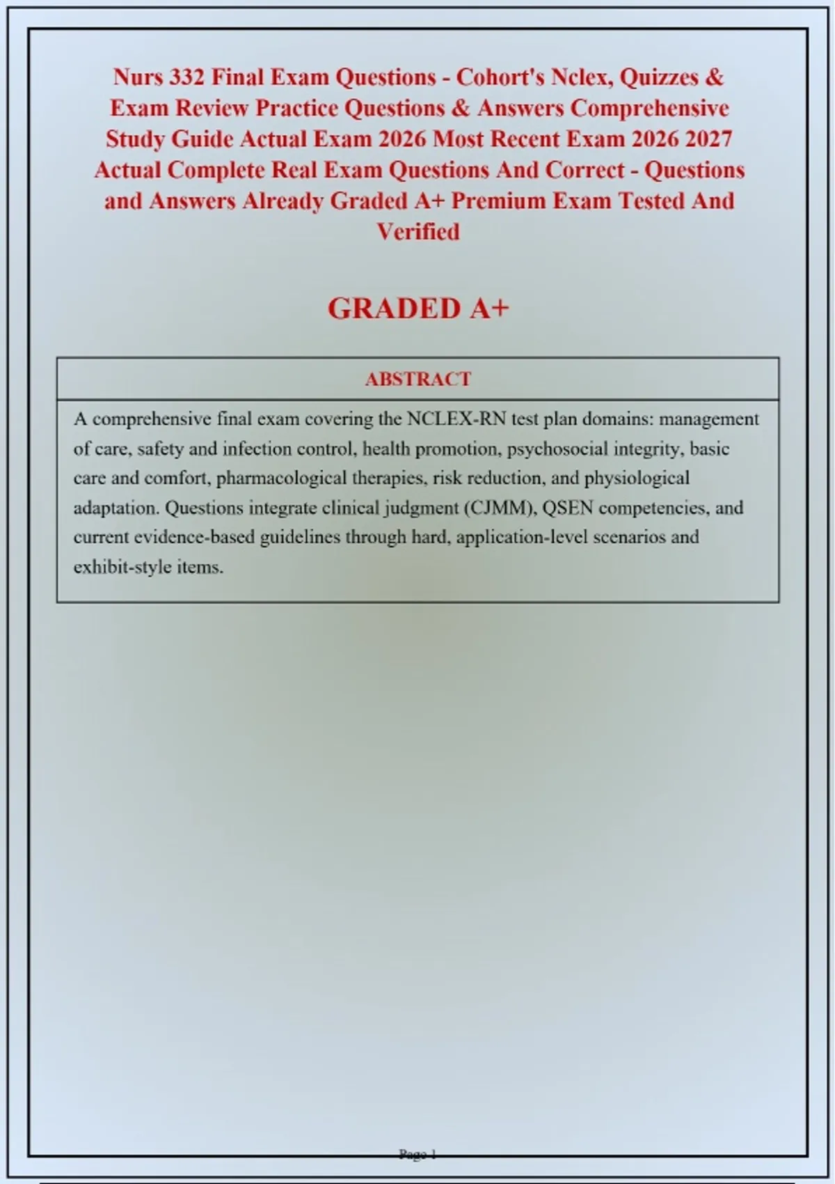 Trivia Final Question Nurs 332 Final Exam Questions Cohort's Nclex Quizzes & Exam Review ...