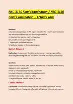 NSG 3130 Final Examination &sol; NSG 3130 &NewLine;Final Examination &ndash; Actual Exam