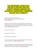 Cje Readiness - Exam Fully &NewLine;Solved & Updated 2026-2027 &NewLine;&lpar;Latest Version Verified For &NewLine;Accuracy&rpar; &lpar;Questions &plus; Answers&rpar; &NewLine;Solved 100&percnt; Correct&excl;&excl; 