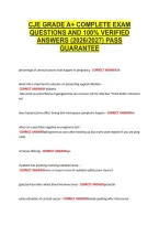 Cje Grade A&plus; Complete Exam &NewLine;Questions And 100&percnt; Verified &NewLine;Answers &lpar;2026&sol;2027&rpar; Pass &NewLine;Guarantee 