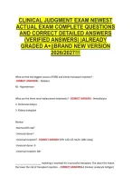 Clinical Judgment Exam Newest &NewLine;Actual Exam Complete Questions &NewLine;And Correct Detailed Answers &NewLine;&lpar;Verified Answers&rpar; &vert;Already &NewLine;Graded A&plus;&vert;&vert;Brand New Version &NewLine;2026&sol;2027&excl;&excl;&excl; 