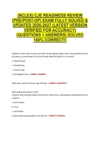 &lpar;Nclex&rpar; Cje Readiness Review &NewLine;&lpar;Pre&sol;Post-Op&rpar; Exam Fully Solved & &NewLine;Updated 2026-2027 &lpar;Latest Version &NewLine;Verified For Accuracy&rpar; &NewLine;&lpar;Questions &plus; Answers&rpar; Solved &NewLine;100&percnt; Correct&excl;&excl; 