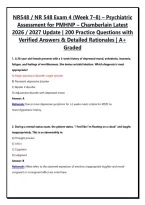 NR548 &sol; NR 548 Exam 4 &lpar;Week 7&ndash;8&rpar; &ndash; Psychiatric Assessment for PMHNP &ndash; Chamberlain Latest 2026 &sol; 2027 Update &vert; 200 Practice Questions with Verified Answers & Detailed Rationales &vert; A&plus; Graded&NewLine;