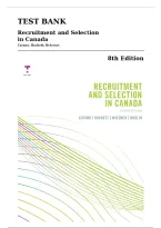 Test Bank for Recruitment and Selection in Canada &lpar;8th Edition&rpar; by Victor M&period; Catano&comma; Rick D&period; Hackett&comma; Monica Belcourt & Nels P&period; Wagar &vert; &vert; All 10 Chapters Covered &vert; Canadian HR Prep &vert; Updated 2026&sol;2027 Test Bank Exam Resource