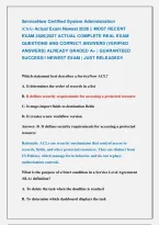 Servicenow Certified System Administration                  &NewLine;&lpar;Csa&rpar; Actual Exam Newest 2026 &vert;&vert; Most Recent  &NewLine;Exam 2026&vert;2027 Actual Complete Real Exam &NewLine;Questions And Correct Answers &lpar;Verified &NewLine;Answers&rpar; Already Graded A&plus; &vert; Guaranteed                 &NewLine;Su