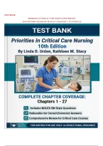 Test Bank for Urden&rsquo;s Priorities in Critical Care Nursing&comma; 10th Edition by Linda D&period; Urden&comma; Kathleen M&period; Stacy&comma; Mary E&period; Lough & Kimberly Sanchez &vert; Chapters 1&ndash;27 &vert;Questions and Answers &vert; ISBN 9780443408229 &vert; 