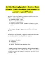 Certified Coding Specialist Detailed Exam &NewLine;Practice Questions with Expert Graded A&plus; &NewLine;Answers &vert; Latest Version