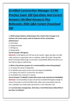 Certified Construction Manager &lpar;CCM&rpar;&NewLine;Practice Exam 100 Questions And Correct&NewLine;Answers &lpar;Verified Answers&rpar; Plus&NewLine;Rationales 2026 Q&A Instant Download&NewLine;Pdf