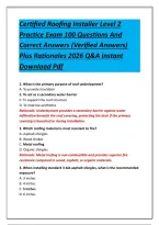 Certified Roofing Installer Level 2 Practice Exam 100 Questions And Correct Answers &lpar;Verified Answers&rpar; Plus Rationales 2026 Q&A Instant Download Pdf