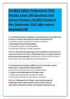 Certified Safety Professional &lpar;CSP&rpar; Practice Exam 100 Questions And Correct Answers &lpar;Verified Answers&rpar; Plus Rationales 2026 Q&A Instant Download Pdf