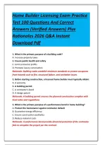 Home Builder Licensing Exam Practice Test 100 Questions And Correct Answers &lpar;Verified Answers&rpar; Plus Rationales 2026 Q&A Instant Download Pdf