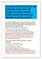 ICC Commercial Building Inspector &lpar;B2&rpar; Certification Practice Exam 100 Questions And Correct Answers &lpar;Verified Answers&rpar; Plus Rationales 2026 Q&A Instant Download Pdf