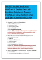 TPO&sol;PVC Roofing Application Certification Practice Exam 100 Questions And Correct Answers &lpar;Verified Answers&rpar; Plus Rationales 2026 Q&A Instant Download Pdf