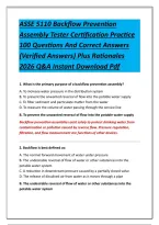 ASSE 5110 Backflow Prevention Assembly Tester Certification Practice 100 Questions And Correct Answers &lpar;Verified Answers&rpar; Plus Rationales 2026 Q&A Instant Download Pdf