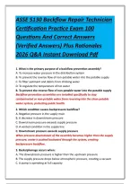 ASSE 5130 Backflow Repair Technician Certification Practice Exam 100 Questions And Correct Answers &lpar;Verified Answers&rpar; Plus Rationales 2026 Q&A Instant Download P