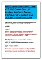 Certified Medical Gas Inspector &lpar;ASME ASSE 6020&rpar; Practice Exam 100 Questions And Correct Answers &lpar;Verified Answers&rpar; Plus Rationales 2026 Q&A Instant Download Pdf