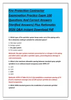 Fire Protection Contractor Examination Practice Exam 100 Questions And Correct Answers &lpar;Verified Answers&rpar; Plus Rationales 2026 Q&A Instant Download Pdf
