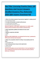 Gas Fitter Licensing Practice Exam 100 Questions And Correct Answers &lpar;Verified Answers&rpar; Plus Rationales 2026 Q&A Instant Download Pdf