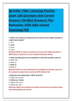 Sprinkler Fitter Licensing Practice Exam 100 Questions And Correct Answers &lpar;Verified Answers&rpar; Plus Rationales 2026 Q&A Instant Download Pdf